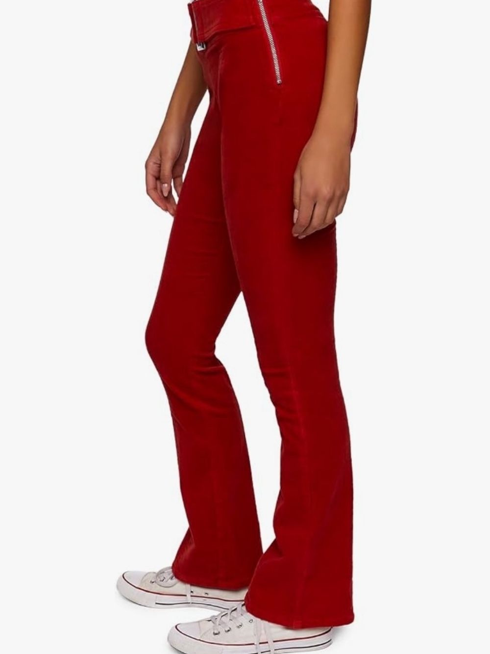 Forever 21 Red Low-Rise Flare Pants with Belt